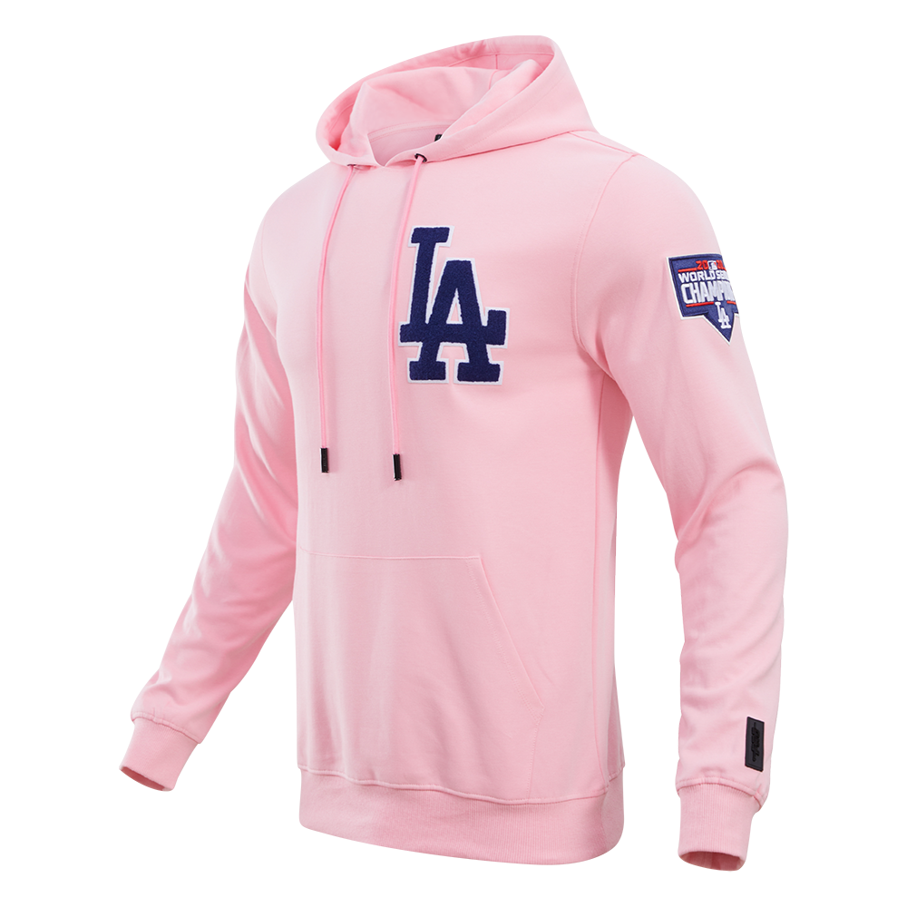 MLB LOS ANGELES DODGERS CLASSIC CHENILLE MEN'S PULLOVER HOODIE (PINK)