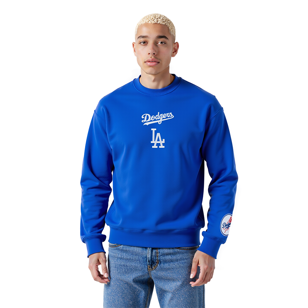 MLB LOS ANGELES DODGERS WINGSPAN MEN'S DROP SHOULDER FLC CREWNECK V2 (ROYAL BLUE)
