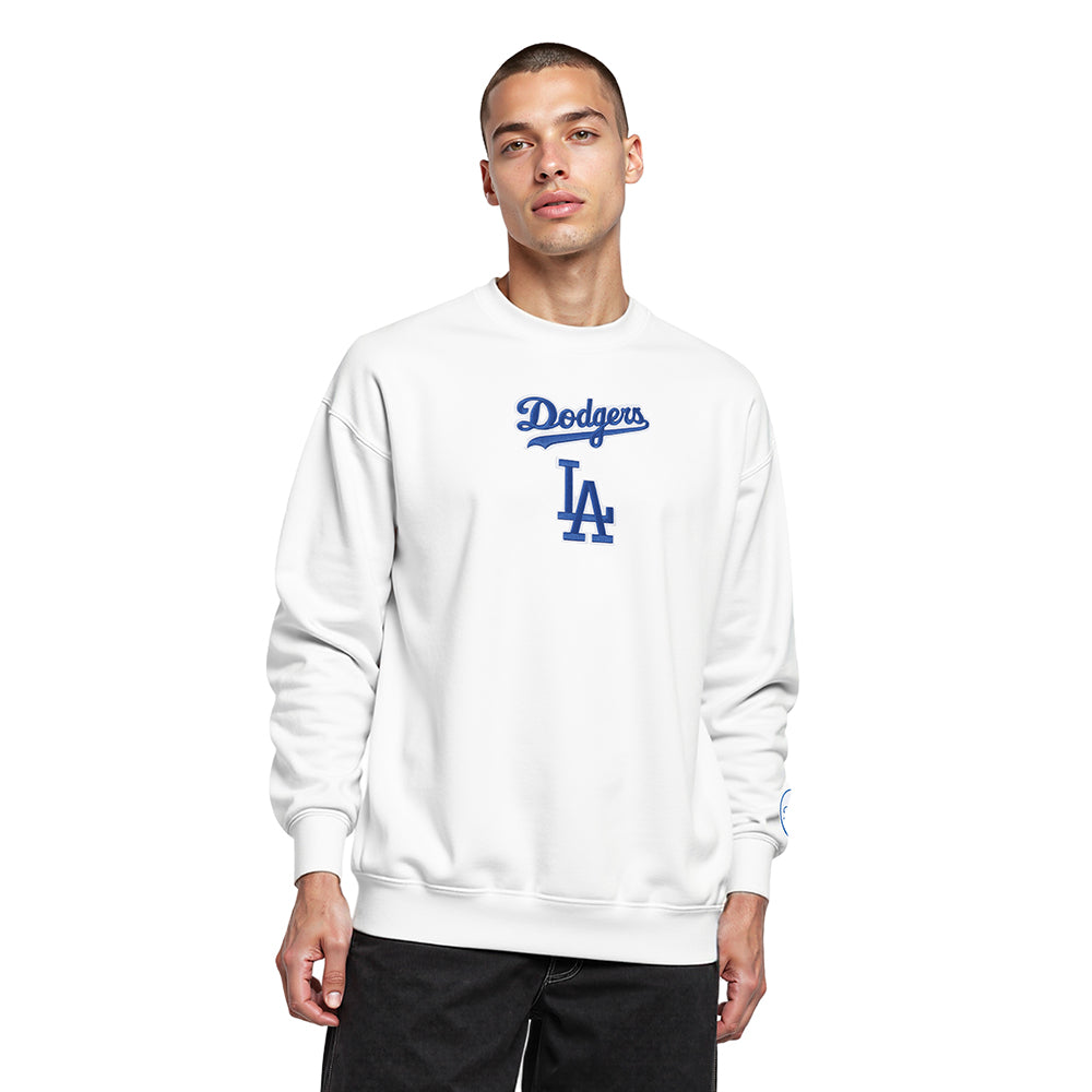 MLB LOS ANGELES DODGERS WINGSPAN CHANDAIL À COL ROND EN MOLLETON À ÉPAULES TOMBANTES V2 POUR HOMME (BLANC)
