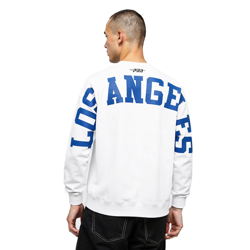 MLB LOS ANGELES DODGERS WINGSPAN CHANDAIL À COL ROND EN MOLLETON À ÉPAULES TOMBANTES V2 POUR HOMME (BLANC)