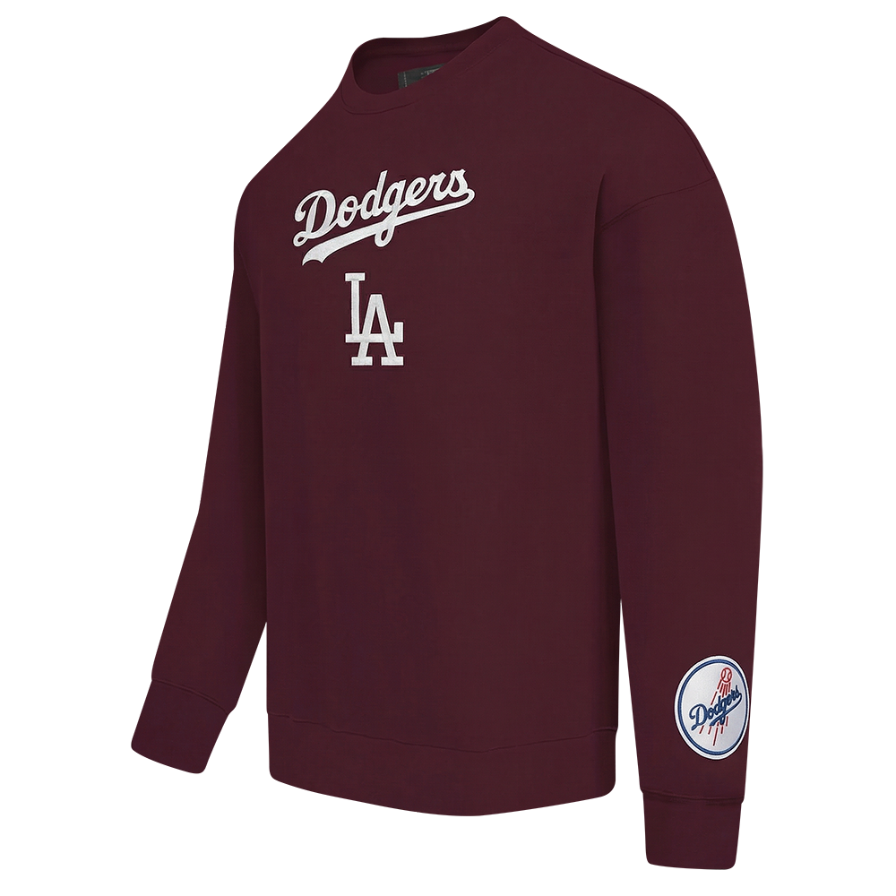 MLB LOS ANGELES DODGERS WINGSPAN CHANDAIL À COL ROND EN MOLLETON À ÉPAULES TOMBANTES V2 POUR HOMME (LIE-DE-VIN)