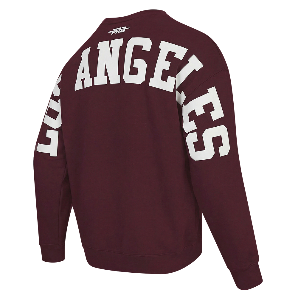 MLB LOS ANGELES DODGERS WINGSPAN CHANDAIL À COL ROND EN MOLLETON À ÉPAULES TOMBANTES V2 POUR HOMME (LIE-DE-VIN)