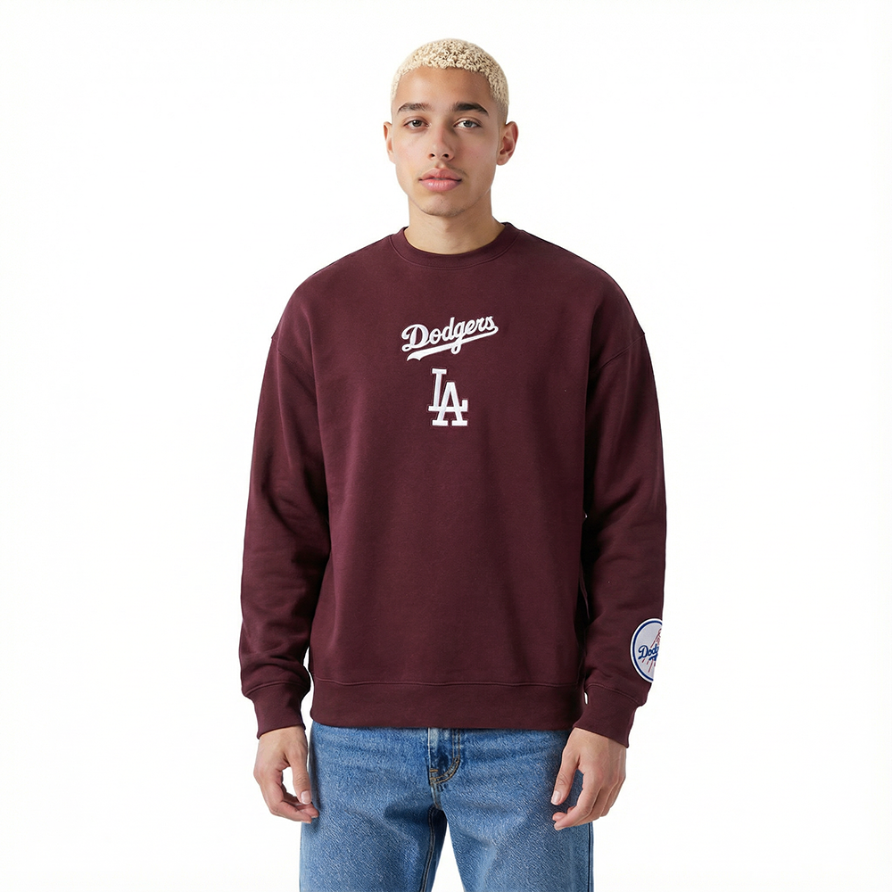 MLB LOS ANGELES DODGERS WINGSPAN CHANDAIL À COL ROND EN MOLLETON À ÉPAULES TOMBANTES V2 POUR HOMME (LIE-DE-VIN)