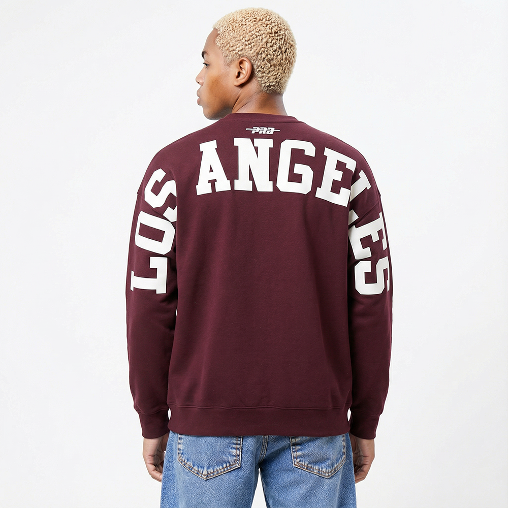MLB LOS ANGELES DODGERS WINGSPAN CHANDAIL À COL ROND EN MOLLETON À ÉPAULES TOMBANTES V2 POUR HOMME (LIE-DE-VIN)