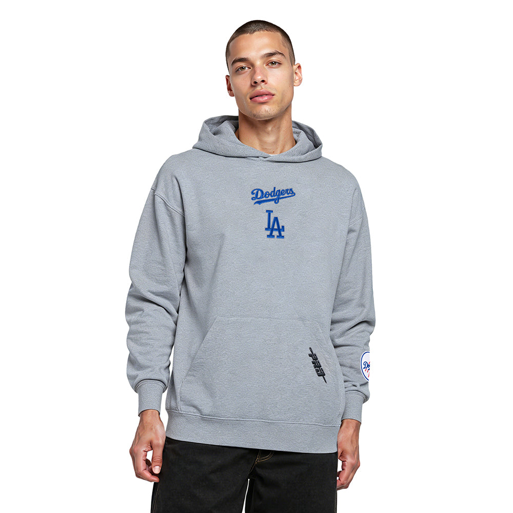 MLB LOS ANGELES DODGERS WINGSPAN MEN'S PULLOVER HOODIE (DARK HEATHER GRAY)