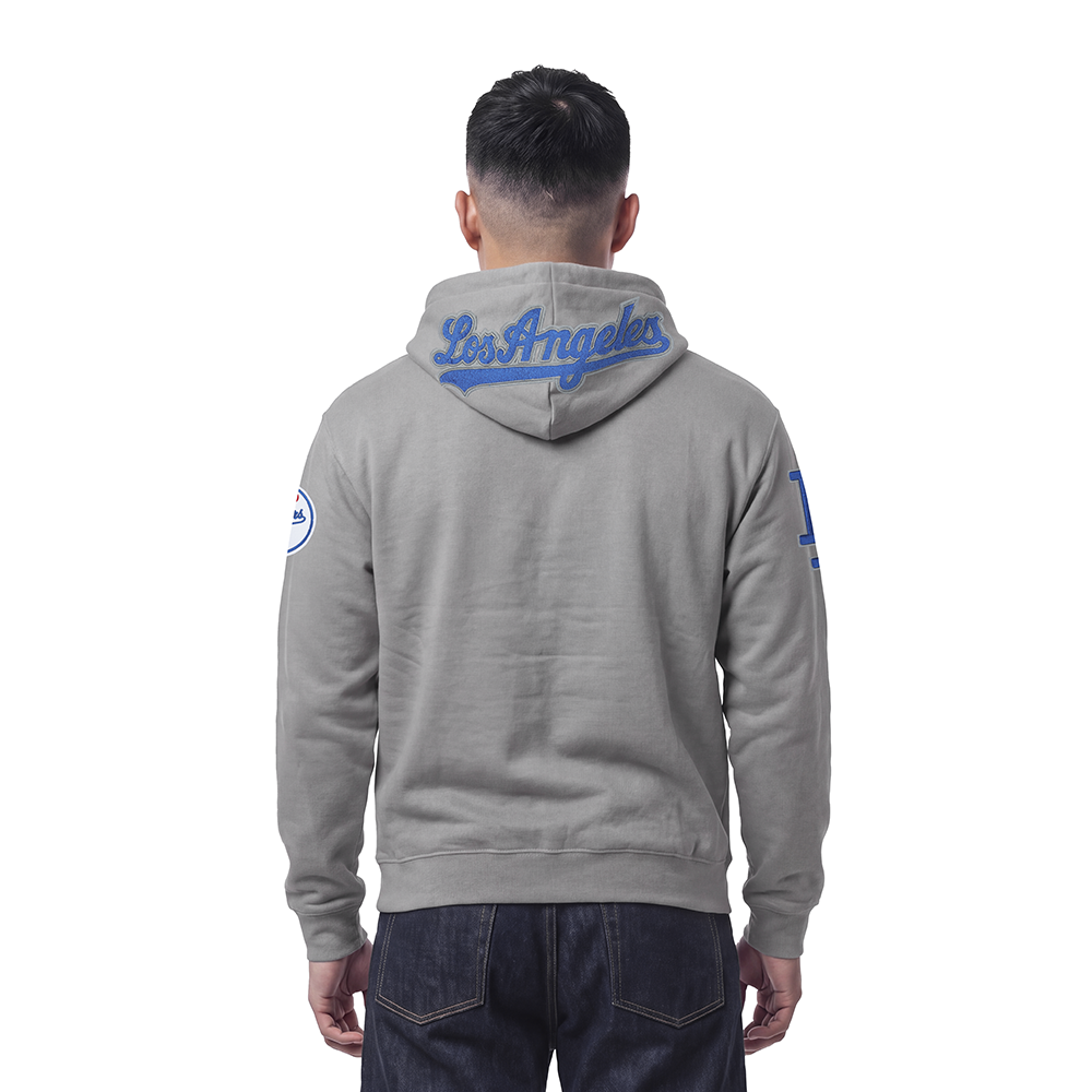 MLB LOS ANGELES DODGERS CLASSIC CHENILLE MEN'S FULL ZIP HOODIE (GRAY)