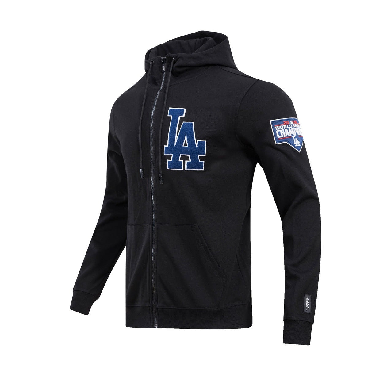 MLB LOS ANGELES DODGERS CLASSIC CHENILLE MEN'S FULL ZIP PULLOVER HOODIE (BLACK)