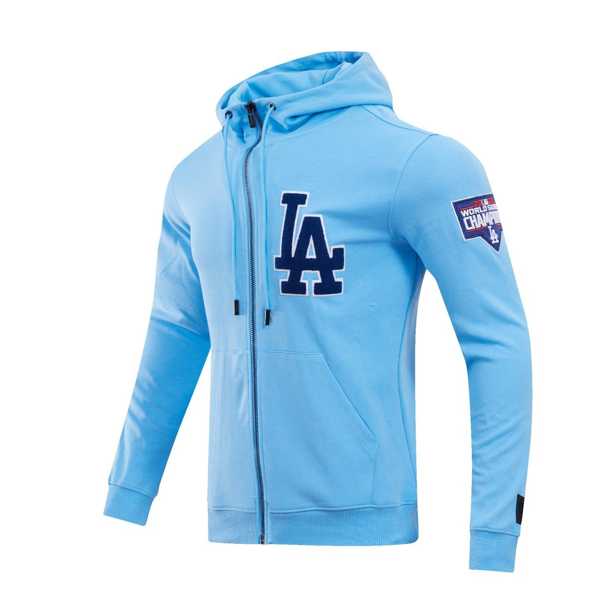 MLB LOS ANGELES DODGERS CLASSIC CHENILLE MEN'S FULL ZIP PULLOVER HOODIE (UNIVERSITY BLUE)