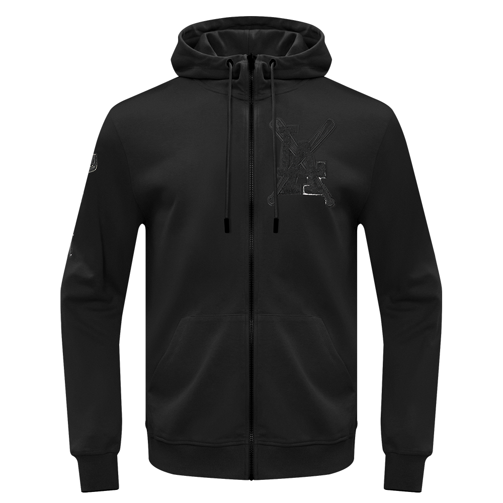 MLB LOS ANGELES DODGERS TRIPLE BLACK MEN'S ZIPPER HOODIE (BLACK)