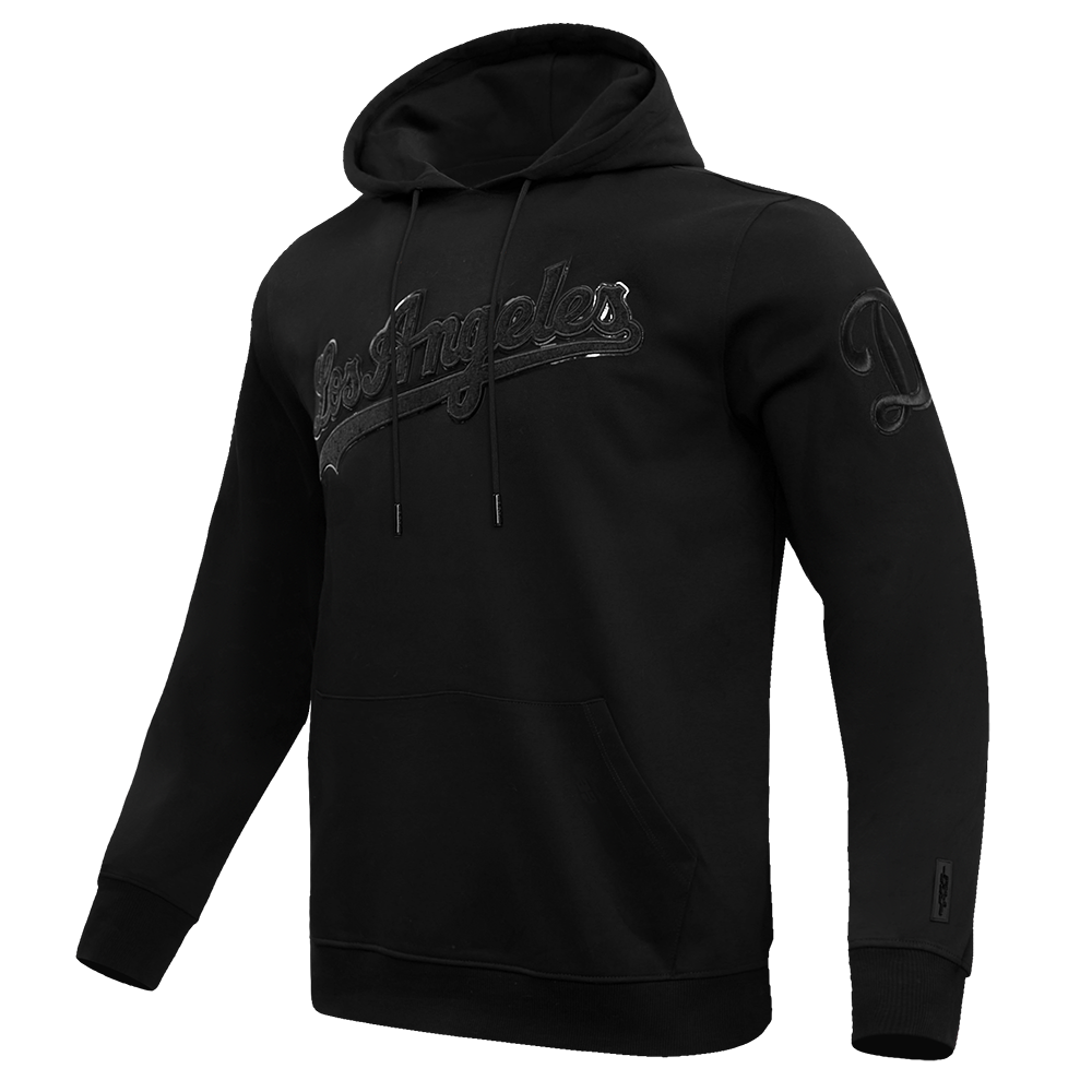 MLB LOS ANGELES DODGERS TRIPLE BLACK LOGO MEN'S PULLOVER HOODIE (BLACK)
