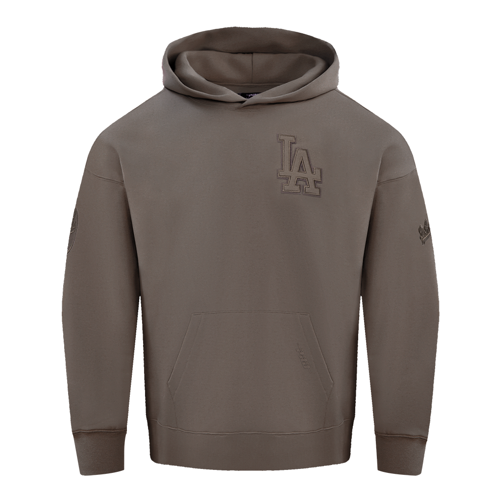 MLB LOS ANGELES DODGERS NEUTRAL DROP SHOULDER MEN'S PULLOVER HOODIE (DARK TAUPE)