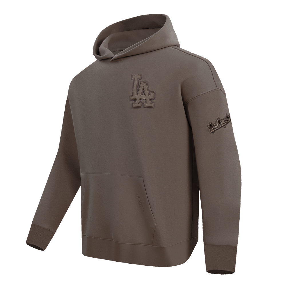 MLB LOS ANGELES DODGERS NEUTRAL DROP SHOULDER MEN'S PULLOVER HOODIE (DARK TAUPE)