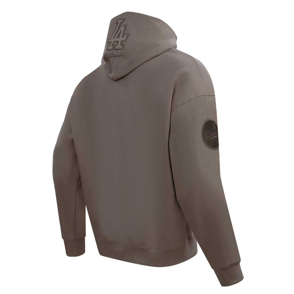 MLB LOS ANGELES DODGERS NEUTRAL DROP SHOULDER MEN'S PULLOVER HOODIE (DARK TAUPE)