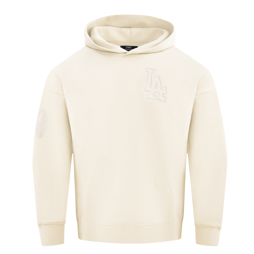 MLB LOS ANGELES DODGERS NEUTRAL MEN'S  DROP SHOULDER FLC PO HOODIE (EGGSHELL)