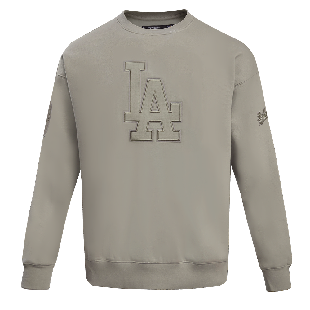 MLB LOS ANGELES DODGERS NEUTRAL CHANDAIL À COL ROND EN MOLLETON À ÉPAULES TOMBANTES POUR HOMME (TAUPE)
