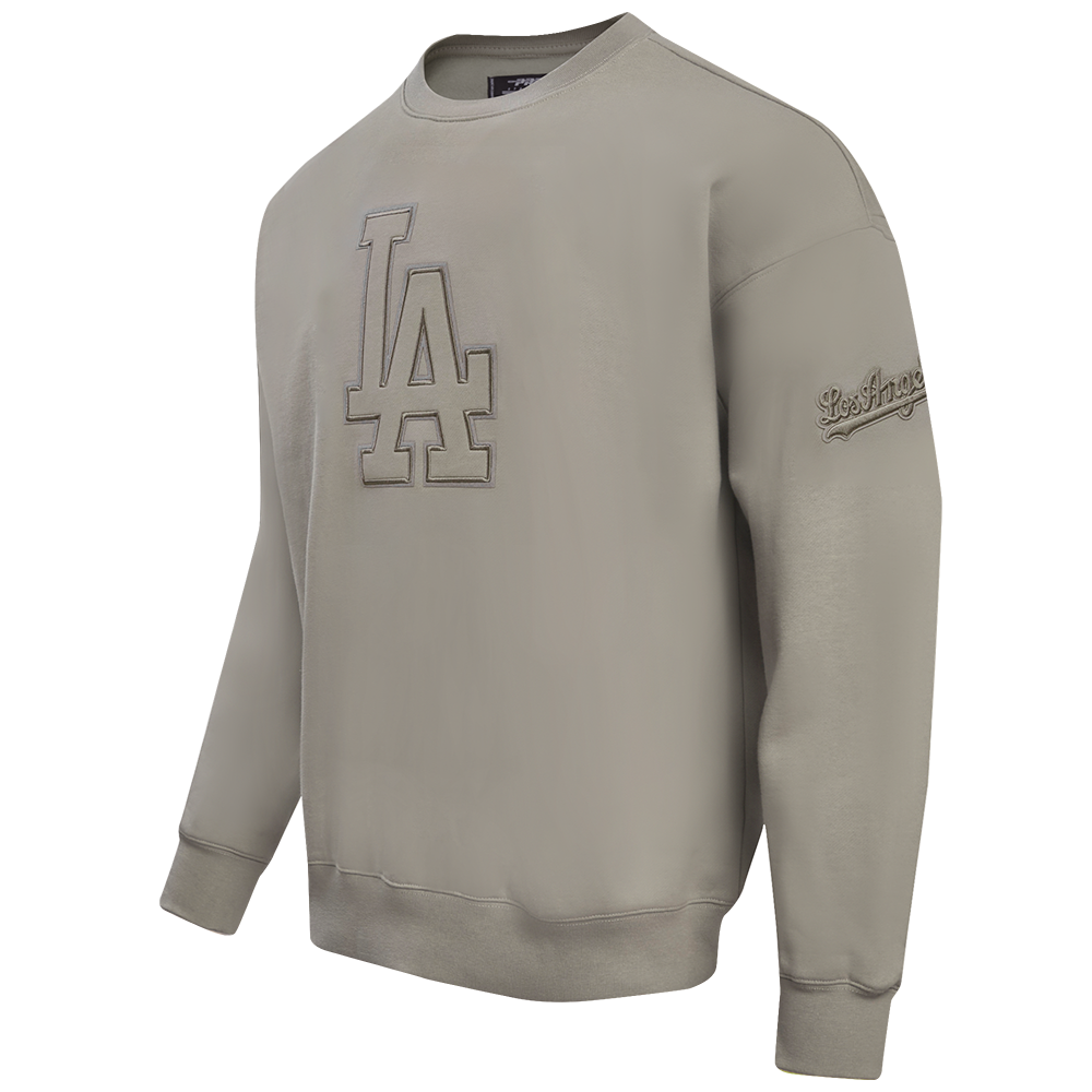 MLB LOS ANGELES DODGERS NEUTRAL CHANDAIL À COL ROND EN MOLLETON À ÉPAULES TOMBANTES POUR HOMME (TAUPE)