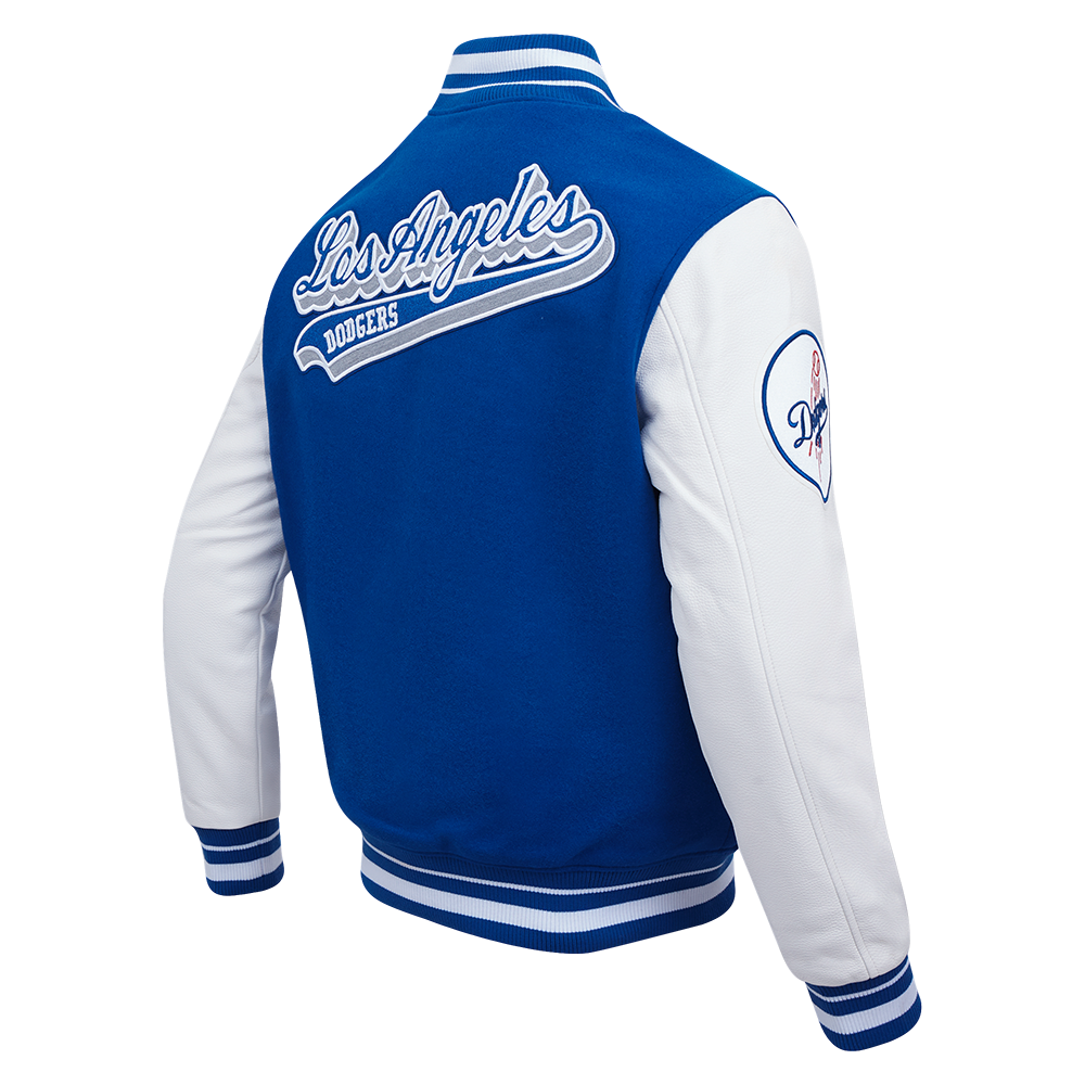 MLB LOS ANGELES DODGERS SCRIPT TAIL MEN'S VARSITY JACKET (DODGER BLUE/WHITE)