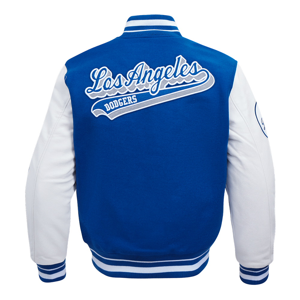 MLB LOS ANGELES DODGERS SCRIPT TAIL MEN'S VARSITY JACKET (DODGER BLUE/WHITE)
