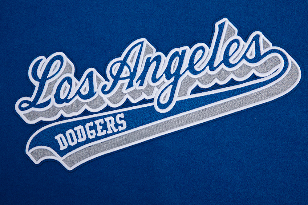 MLB LOS ANGELES DODGERS SCRIPT TAIL MEN'S VARSITY JACKET (DODGER BLUE/WHITE)