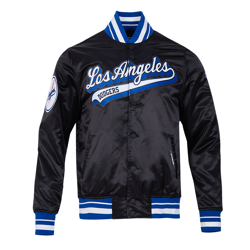 MLB LOS ANGELES DODGERS SCRIPT TAIL BLOUSON EN SATIN POUR HOMME (NOIR/BLEU DODGER)