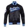 MLB LOS ANGELES DODGERS SCRIPT TAIL BLOUSON EN SATIN POUR HOMME (NOIR/BLEU DODGER)