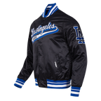 MLB LOS ANGELES DODGERS SCRIPT TAIL BLOUSON EN SATIN POUR HOMME (NOIR/BLEU DODGER)