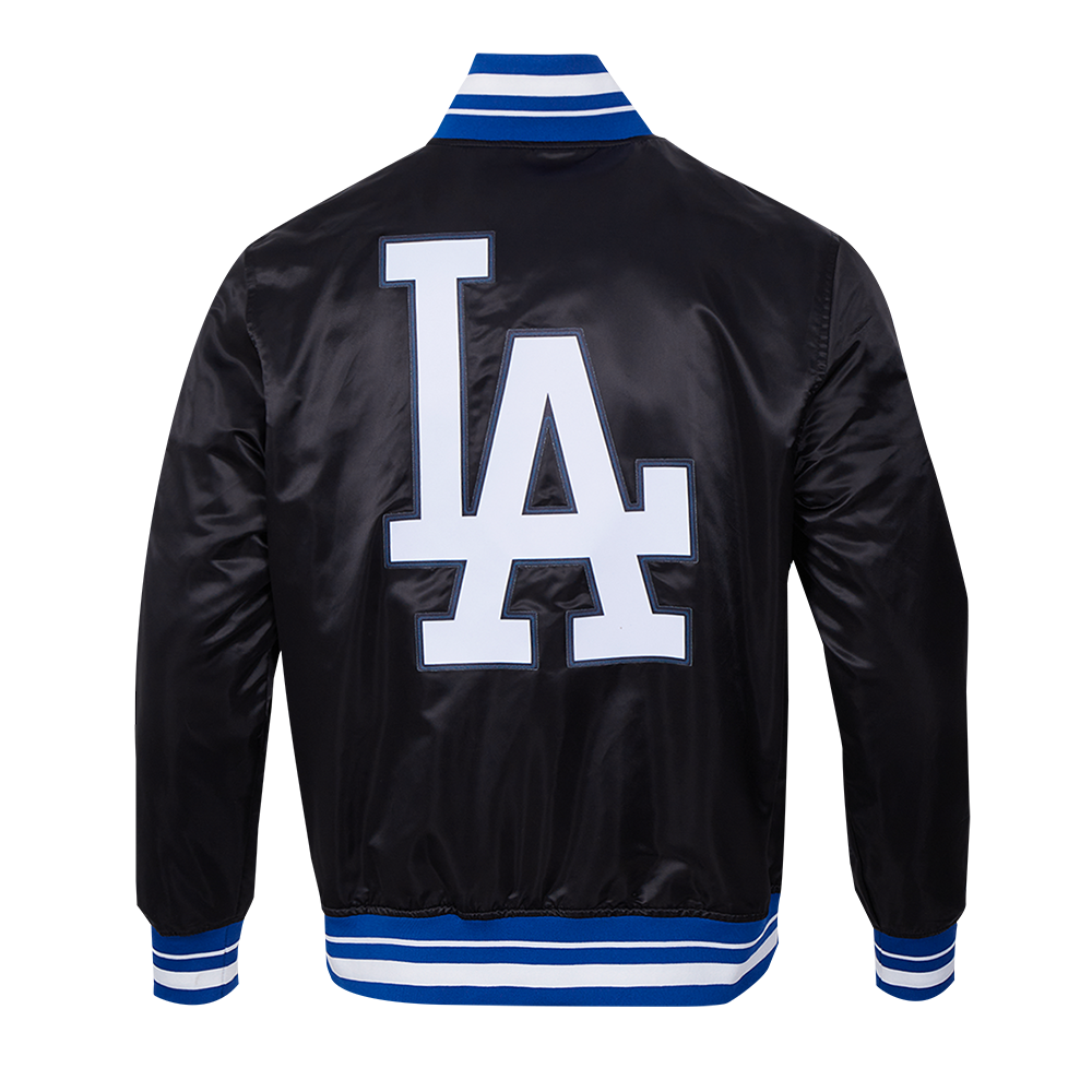MLB LOS ANGELES DODGERS SCRIPT TAIL BLOUSON EN SATIN POUR HOMME (NOIR/BLEU DODGER)