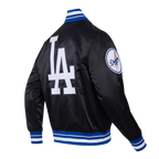 MLB LOS ANGELES DODGERS SCRIPT TAIL BLOUSON EN SATIN POUR HOMME (NOIR/BLEU DODGER)