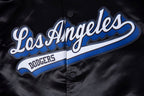 MLB LOS ANGELES DODGERS SCRIPT TAIL BLOUSON EN SATIN POUR HOMME (NOIR/BLEU DODGER)