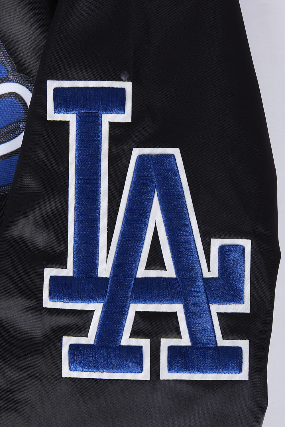 MLB LOS ANGELES DODGERS SCRIPT TAIL BLOUSON EN SATIN POUR HOMME (NOIR/BLEU DODGER)