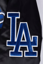 MLB LOS ANGELES DODGERS SCRIPT TAIL BLOUSON EN SATIN POUR HOMME (NOIR/BLEU DODGER)