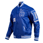 MLB LOS ANGELES DODGERS OLD ENGLISH BLOUSON EN SATIN À BORDS CÔTELÉS POUR HOMME (BLEU DODGER)