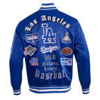 MLB LOS ANGELES DODGERS OLD ENGLISH BLOUSON EN SATIN À BORDS CÔTELÉS POUR HOMME (BLEU DODGER)