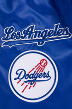 MLB LOS ANGELES DODGERS OLD ENGLISH BLOUSON EN SATIN À BORDS CÔTELÉS POUR HOMME (BLEU DODGER)