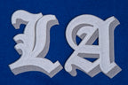 MLB LOS ANGELES DODGERS OLD ENGLISH BLOUSON COLLÉGIAL EN LAINE À BORDS CÔTELÉS POUR HOMME (BLEU DODGER/BLANC)
