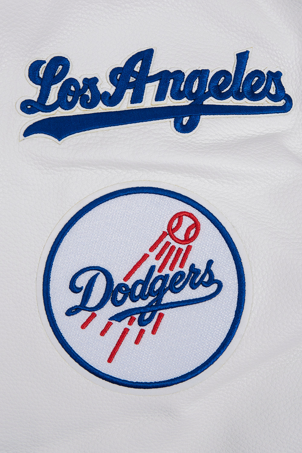 MLB LOS ANGELES DODGERS OLD ENGLISH BLOUSON COLLÉGIAL EN LAINE À BORDS CÔTELÉS POUR HOMME (BLEU DODGER/BLANC)