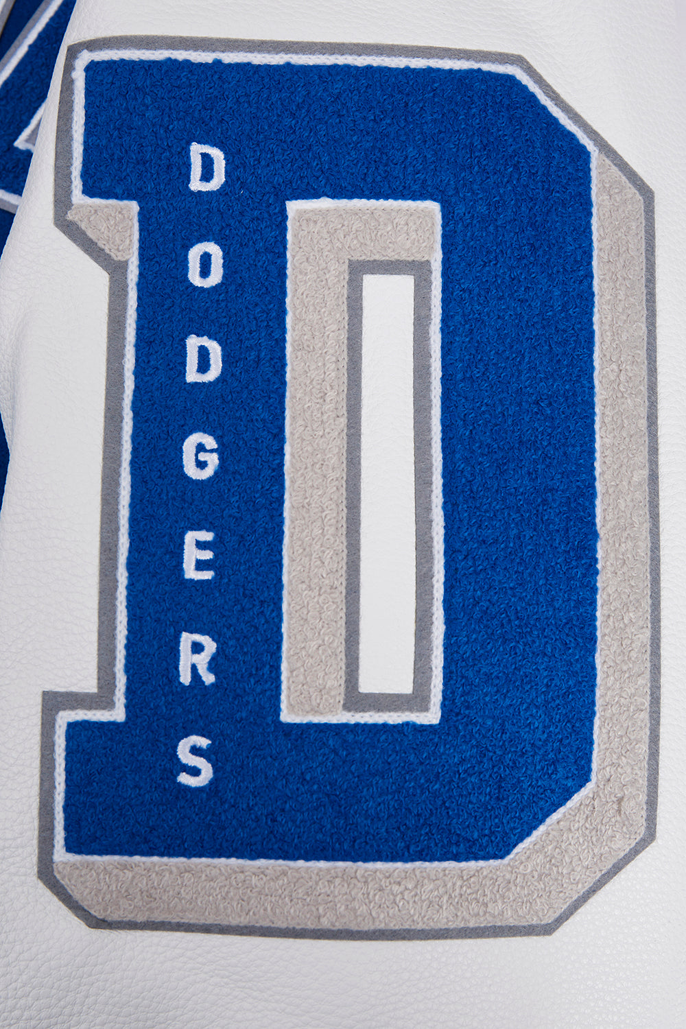 MLB LOS ANGELES DODGERS OLD ENGLISH BLOUSON COLLÉGIAL EN LAINE À BORDS CÔTELÉS POUR HOMME (BLEU DODGER/BLANC)