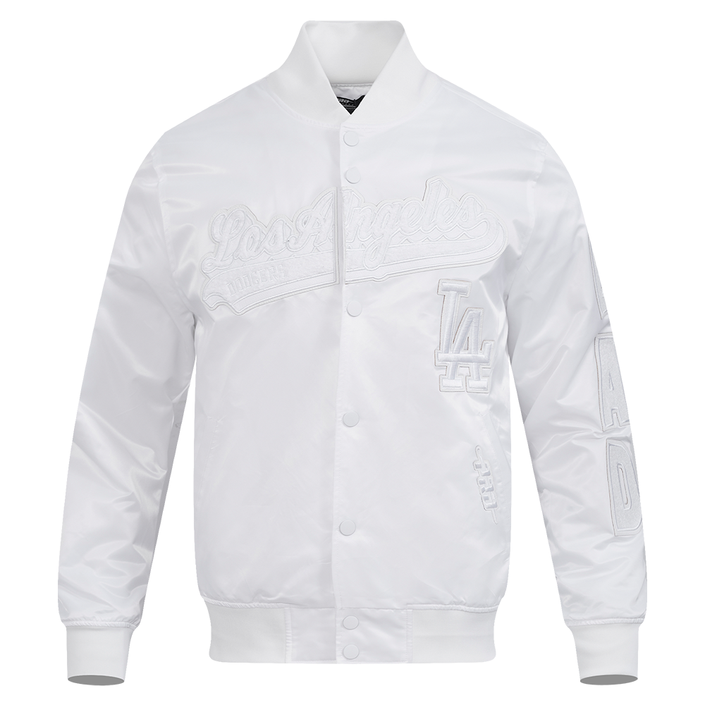 MLB LOS ANGELES DODGERS WHITE OUT MEN'S SATIN JACKET (WHITE)