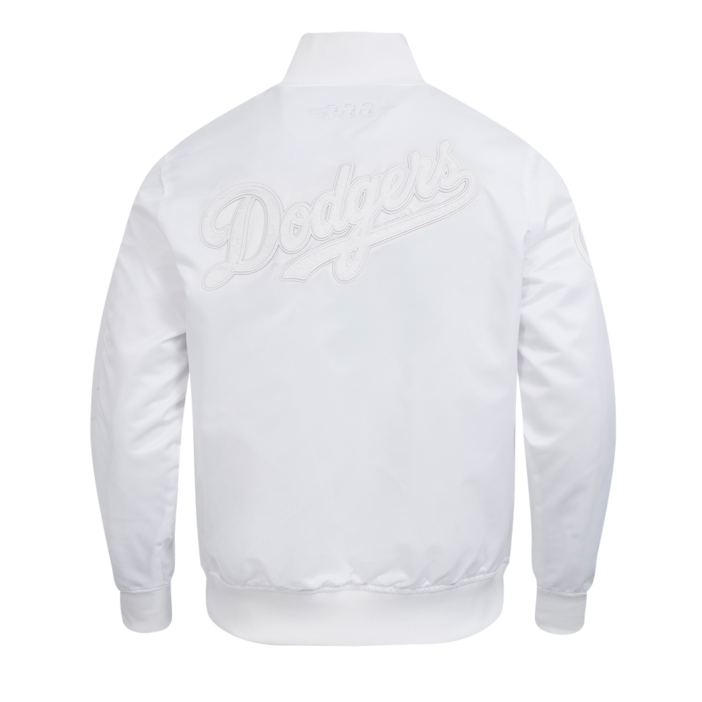 MLB LOS ANGELES DODGERS WHITE OUT MEN'S SATIN JACKET (WHITE)