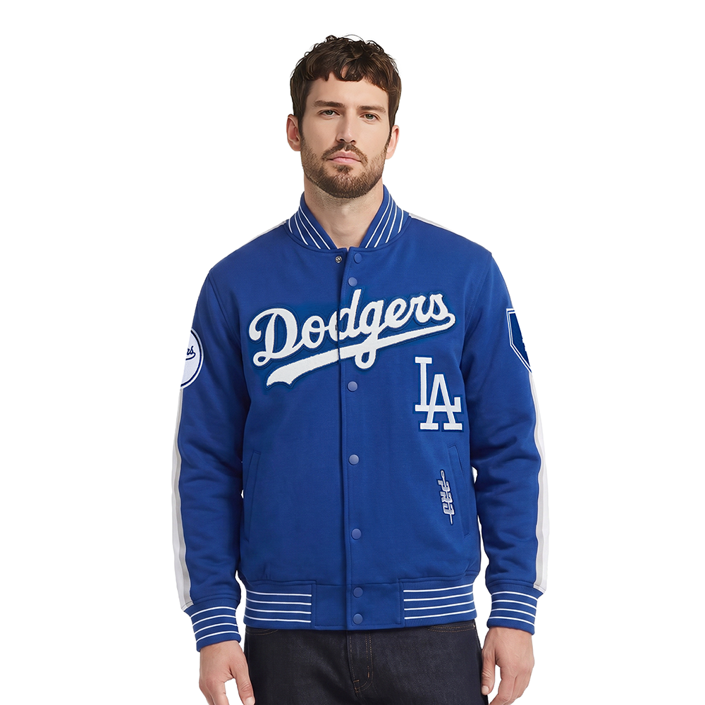MLB LOS ANGELES DODGERS PRO GAME DAY JACKET BLOUSON POUR HOMME (BLEU DODGER/ARGENT/BLANC)