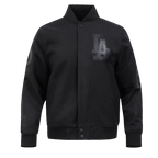 MLB LOS ANGELES DODGERS WASHED VANGUARD MEN'S VARSITY JACKET (BLACK)