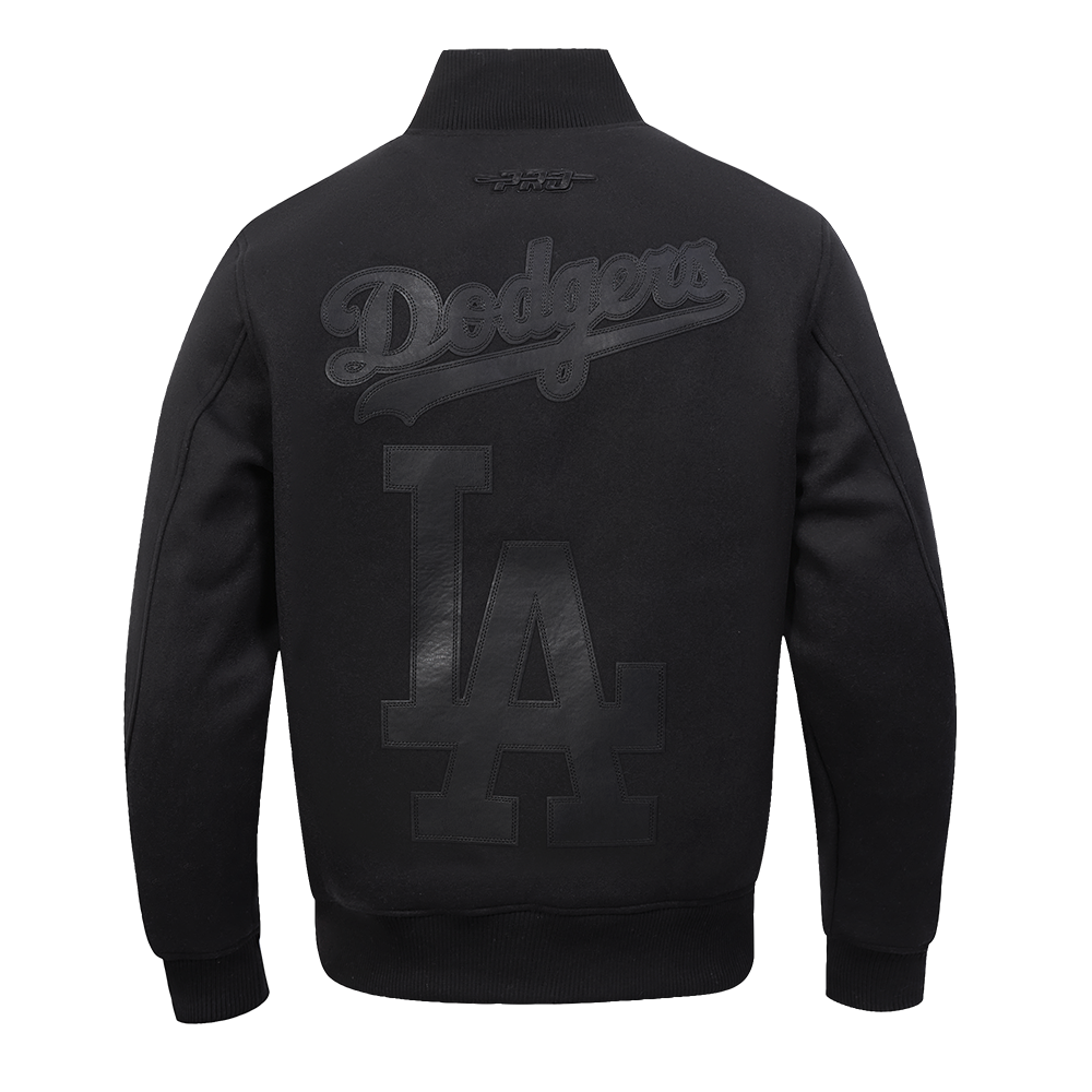 MLB LOS ANGELES DODGERS WASHED VANGUARD MEN'S VARSITY JACKET (BLACK)