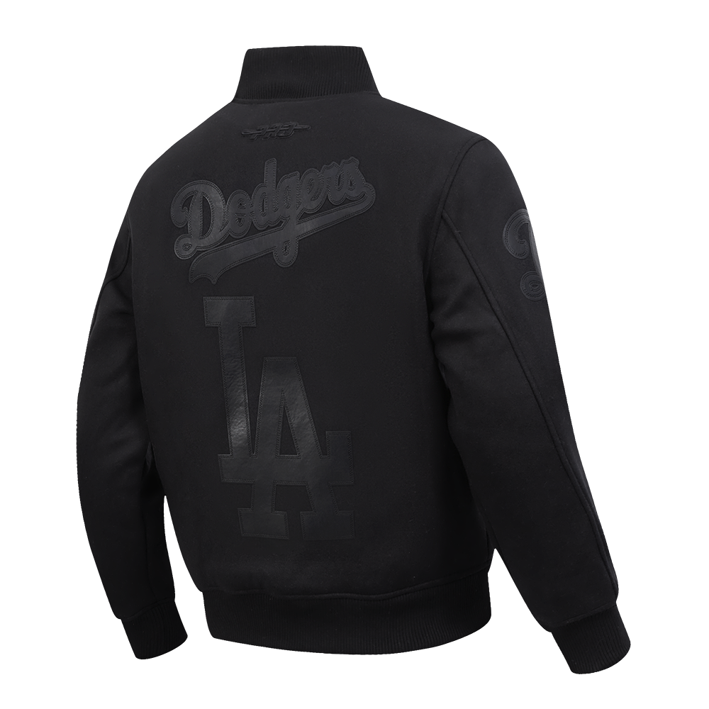 MLB LOS ANGELES DODGERS WASHED VANGUARD MEN'S VARSITY JACKET (BLACK)