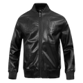 MLB LOS ANGELES DODGERS WASHED VANGUARD MEN'S LEATHER VARSITY JACKET (JET BLACK)