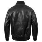 MLB LOS ANGELES DODGERS WASHED VANGUARD MEN'S LEATHER VARSITY JACKET (JET BLACK)