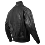 MLB LOS ANGELES DODGERS WASHED VANGUARD MEN'S LEATHER VARSITY JACKET (JET BLACK)