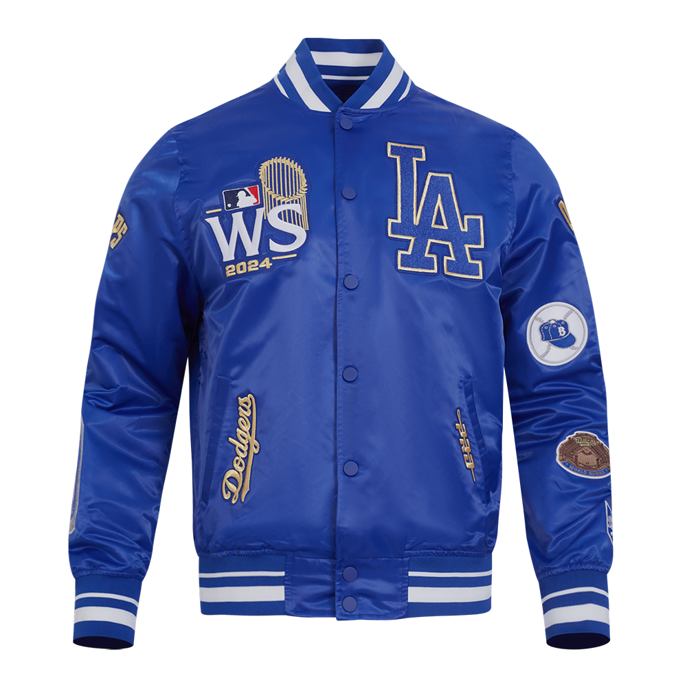 MLB LOS ANGELES DODGERS WORLD SERIES VESTE EN SATIN À BORDS CÔTELÉS 2024 POUR HOMME (BLEU DODGER)