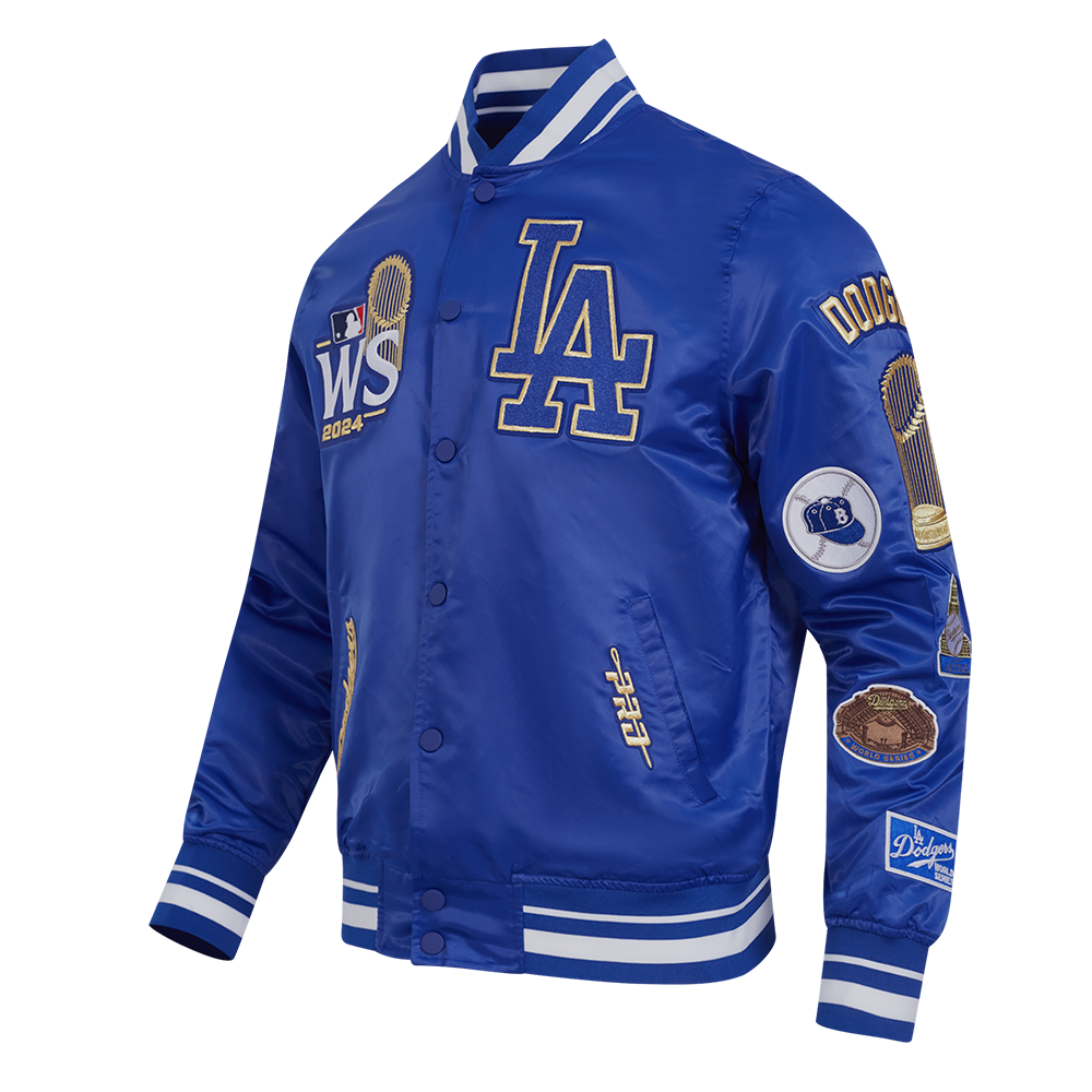 MLB LOS ANGELES DODGERS WORLD SERIES VESTE EN SATIN À BORDS CÔTELÉS 2024 POUR HOMME (BLEU DODGER)