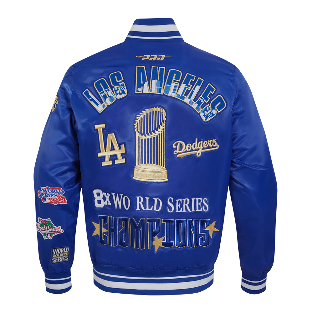 MLB LOS ANGELES DODGERS WORLD SERIES VESTE EN SATIN À BORDS CÔTELÉS 2024 POUR HOMME (BLEU DODGER)