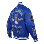 MLB LOS ANGELES DODGERS WORLD SERIES VESTE EN SATIN À BORDS CÔTELÉS 2024 POUR HOMME (BLEU DODGER)